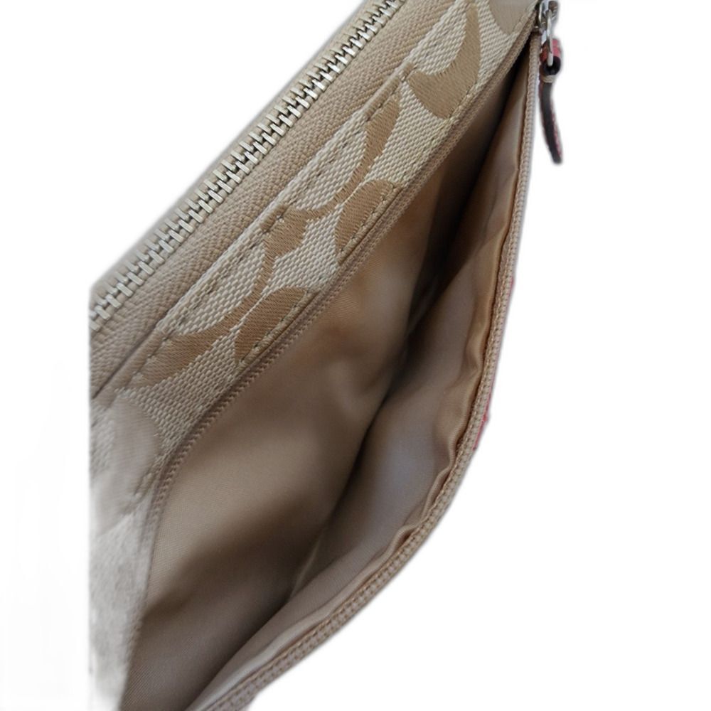 Coach Signature Canvas Stripe Wristlet Wallet – Khaki & Pink - Picture 9 of 12
